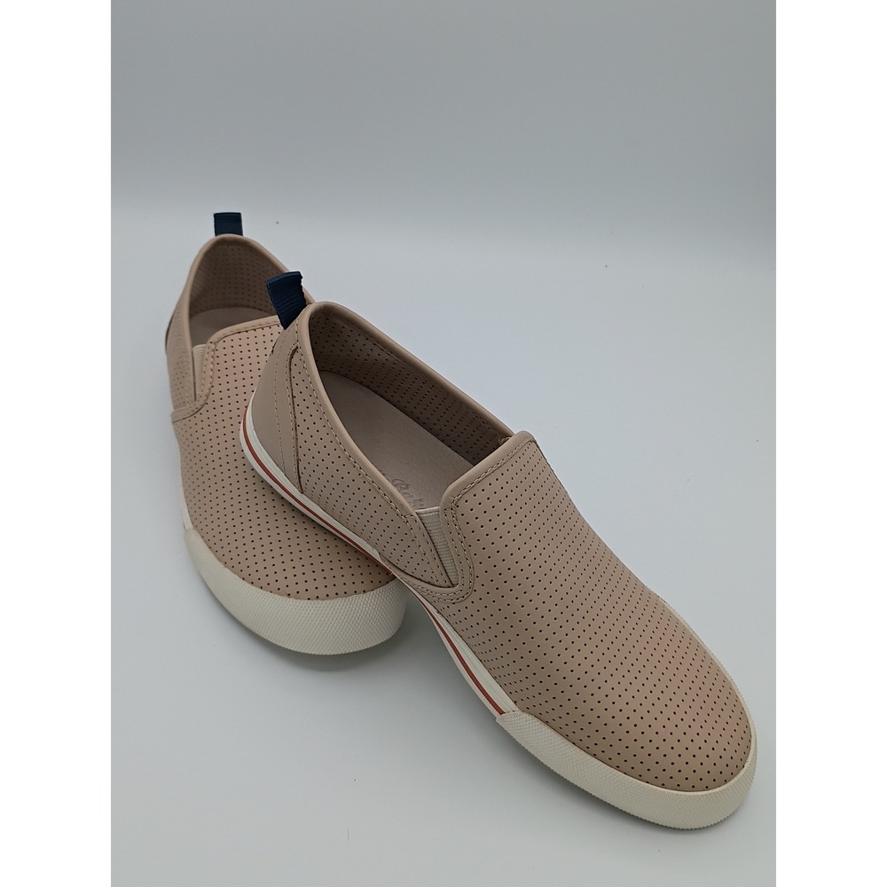 Tommy Bahama Womens Brea Slip On Tan 8.5 Perforated Leather Sneakers